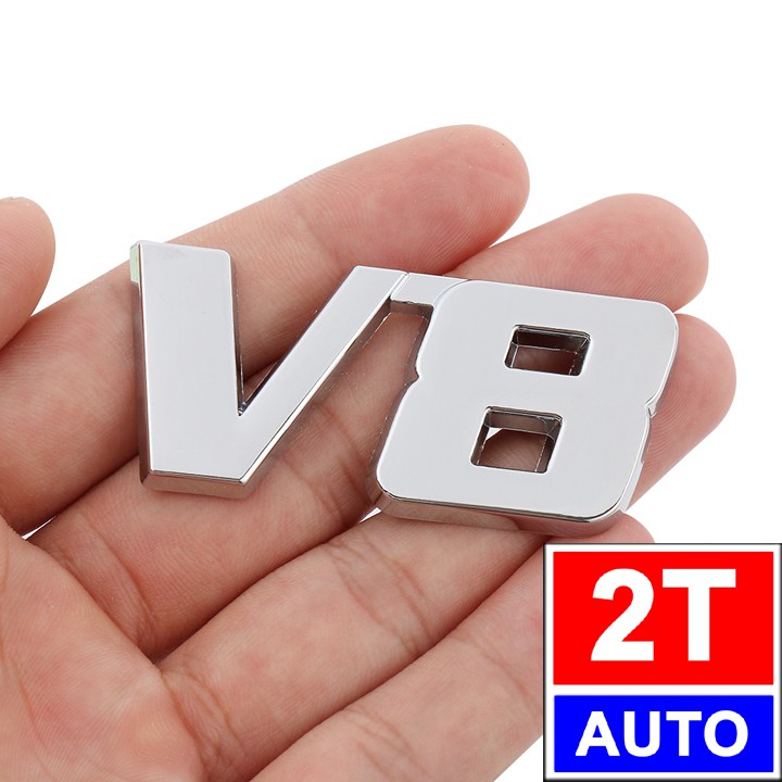 Tấm Logo V8 Kim Loại Dán Trang Trí cho ô tô xe hơi siêu sang trọng:   SKU:351