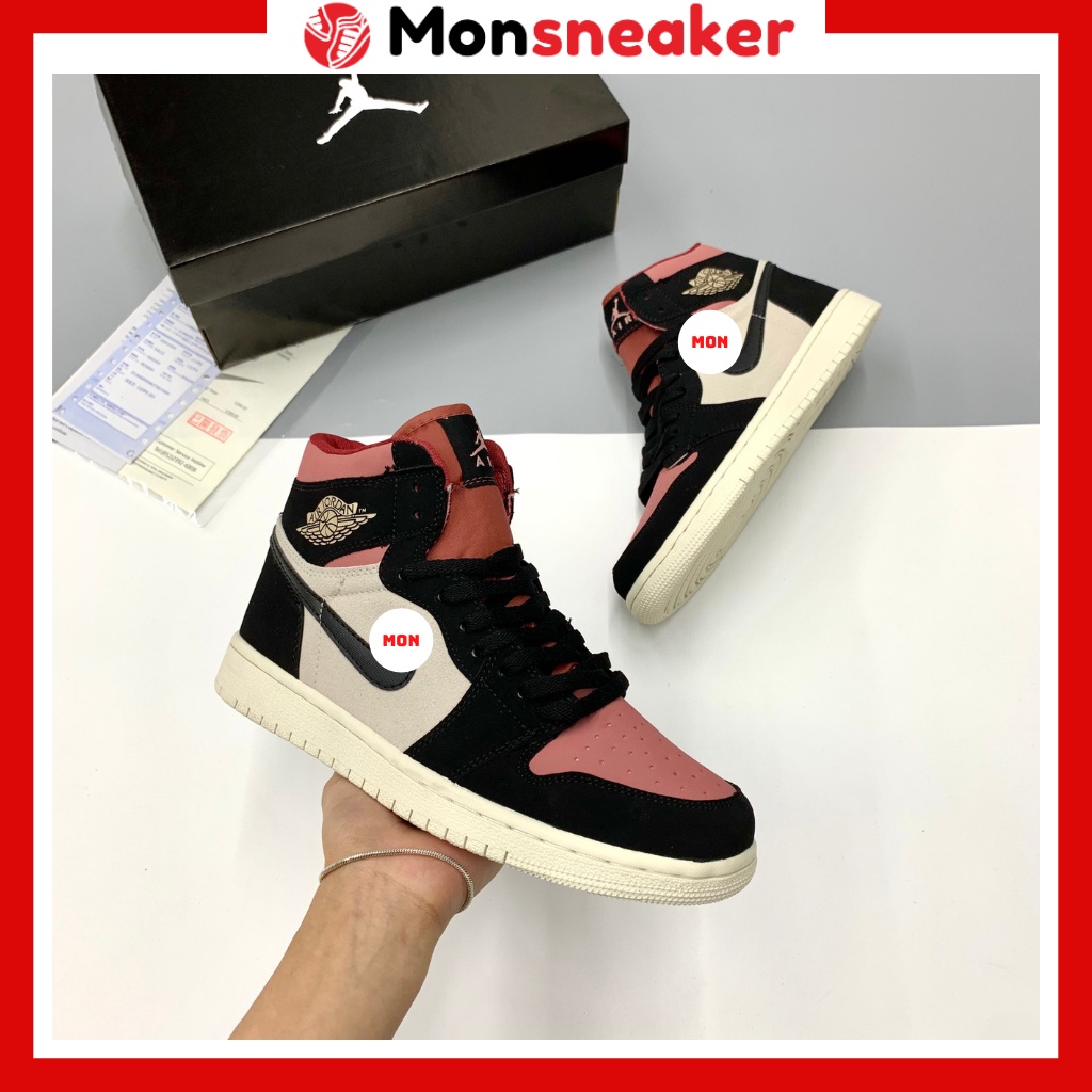 Giày Thể Thao Nam Nữ, Giày Sneaker JD Đen Đỏ Mận Cổ Cao Cao Cấp [Full Box + Bill]