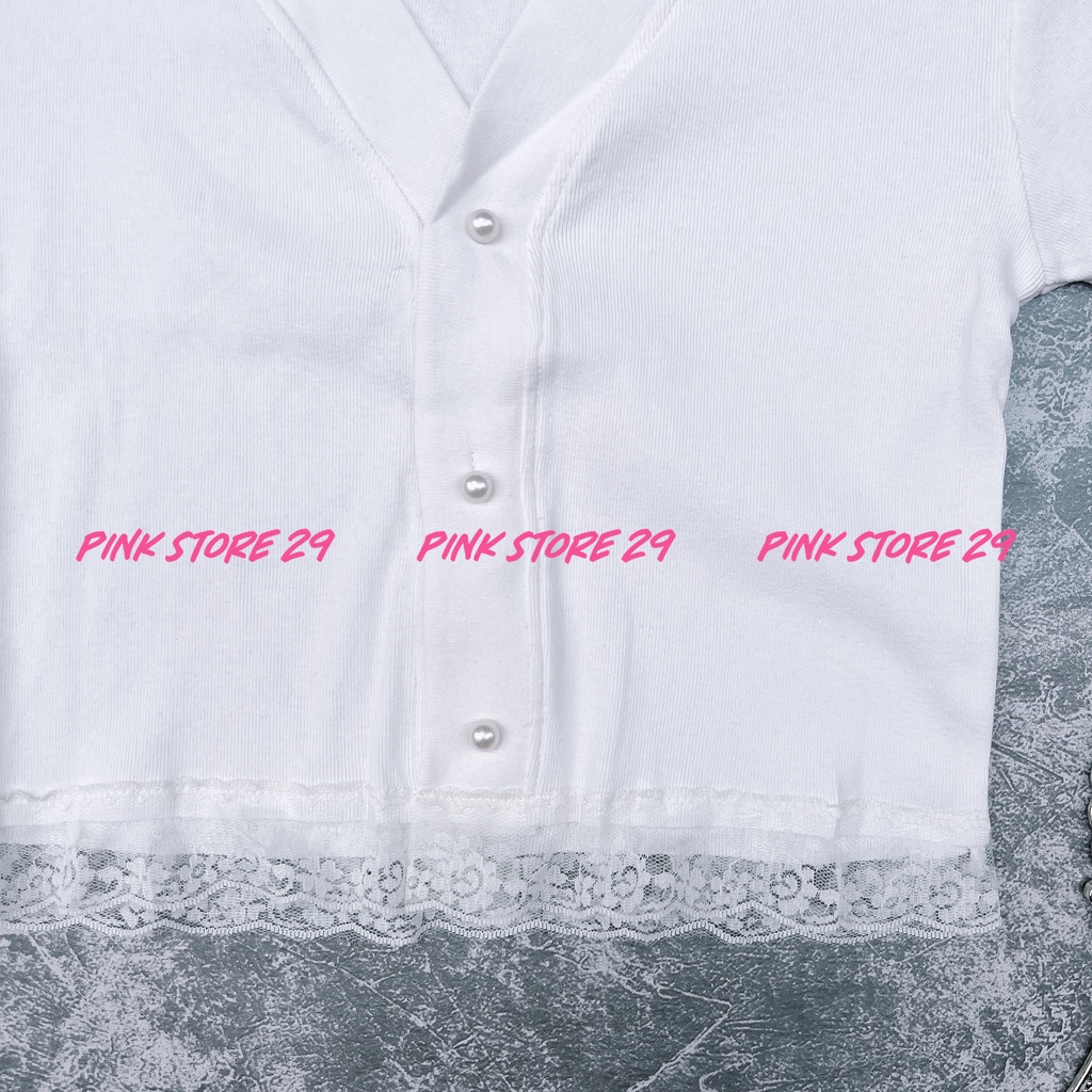 Áo croprop viền ren  tay ngắn( kèm ảnh thật ) A5004