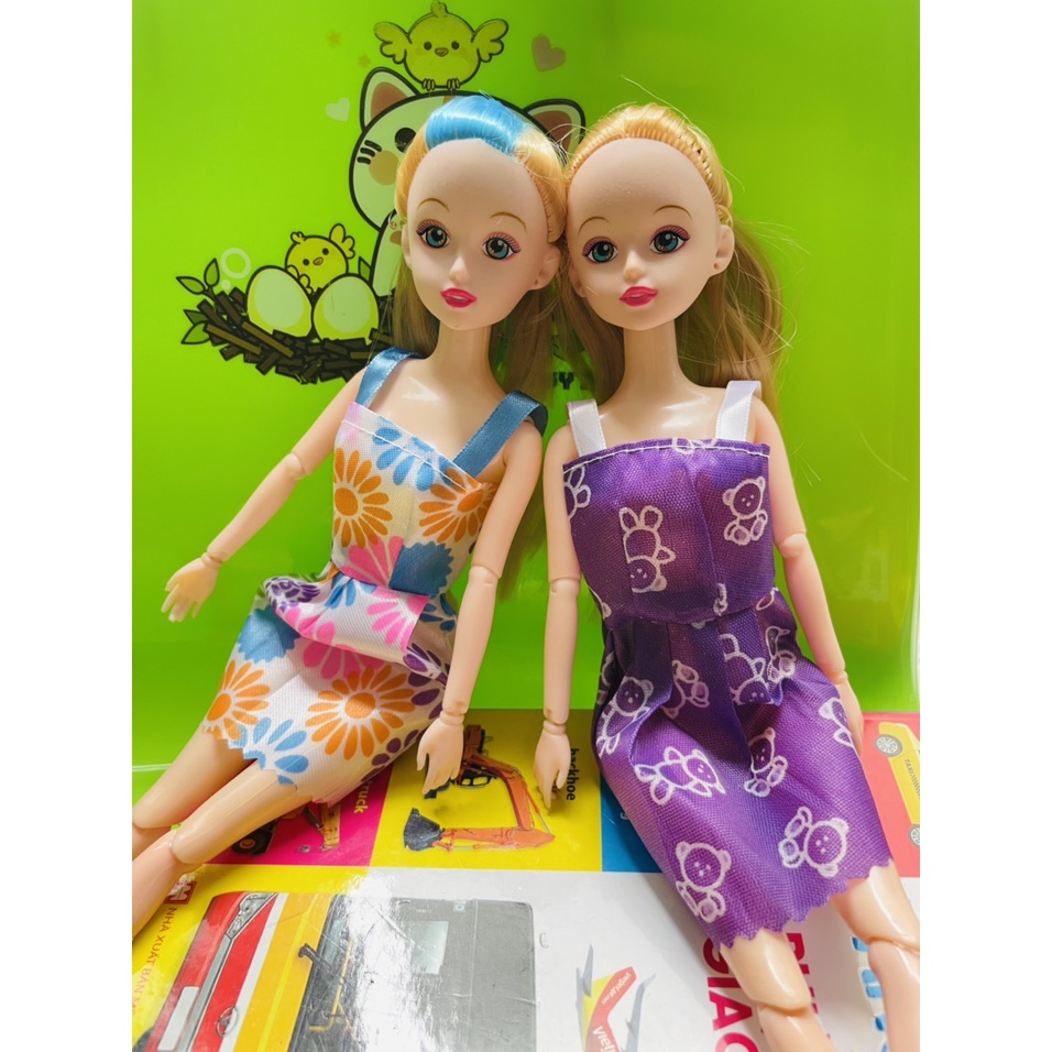 Đồ chơi búp bê dễ thương tóc ngắn có khớp xoay, váy ngắn thời trang cho bé