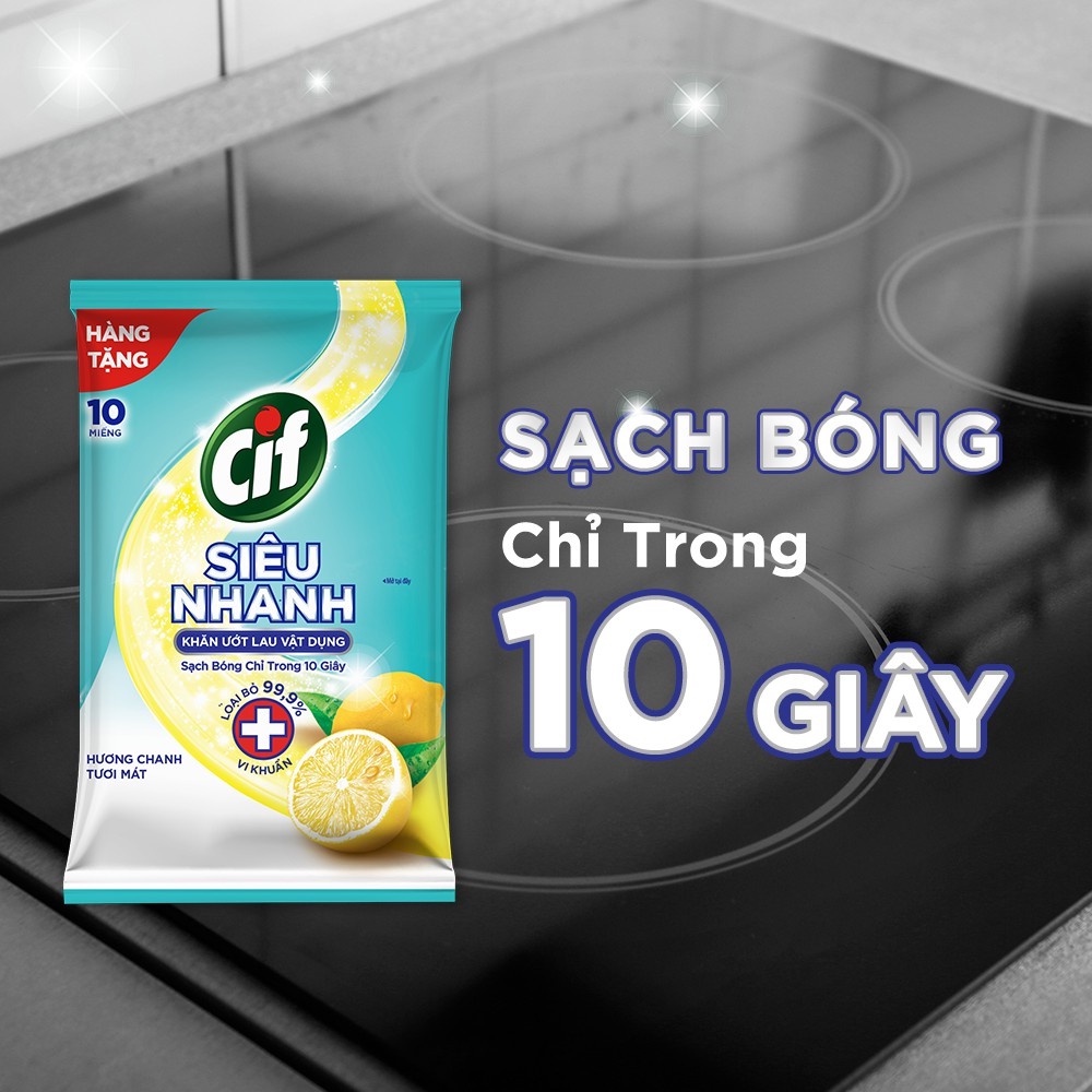 Khăn ướt CIF 10 tờ chuyên lau vật dụng nhà bếp đa năng sạch bóng trong 10 giây Gia Phú