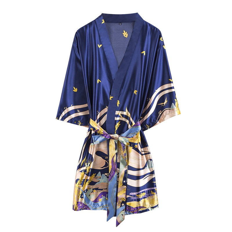 Áo choàng ngủ lụa satin cao cấp áo choàng kimono sang trọng phong cách Nhật | BigBuy360 - bigbuy360.vn