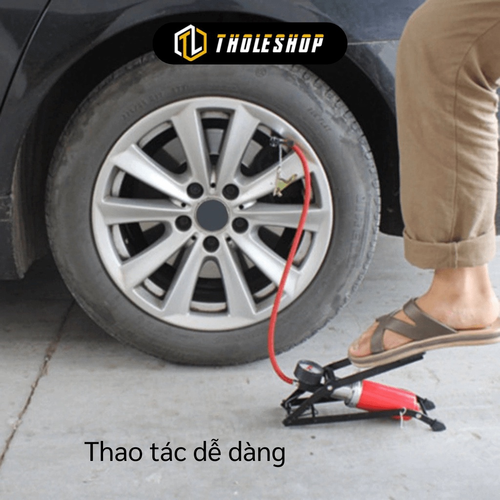 Bơm Xe Máy GIGAHOME Dụng Cụ Bơm Xe Lốp Ô Tô, Xe Đạp Đạp Chân 2 Ống, Có Đồng Hồ Đo Áp Suất 9250