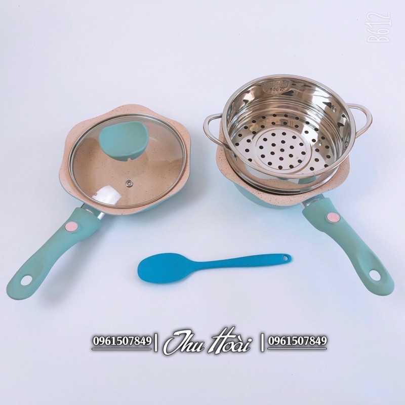 BỘ NỒI CHẢO ĂN DẶM KÈM XỬNG HẤP ( Tặng kèm thìa nấu)
