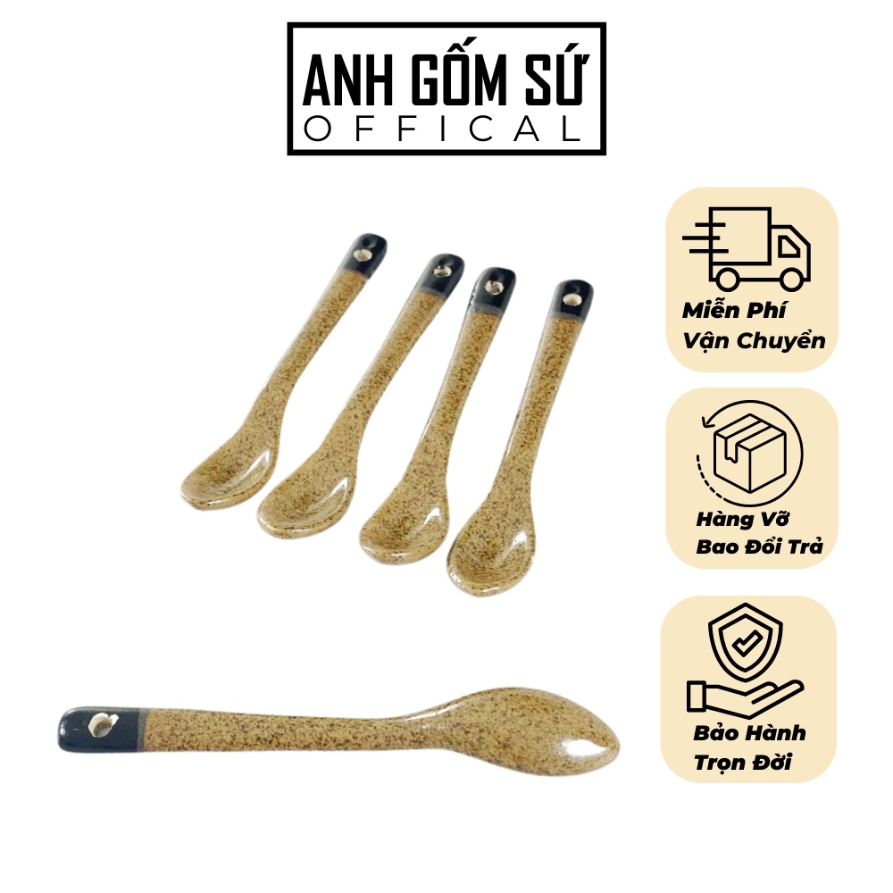 Thìa Cafe Gốm Bát Tràng Chính Hãng Màu Nâu