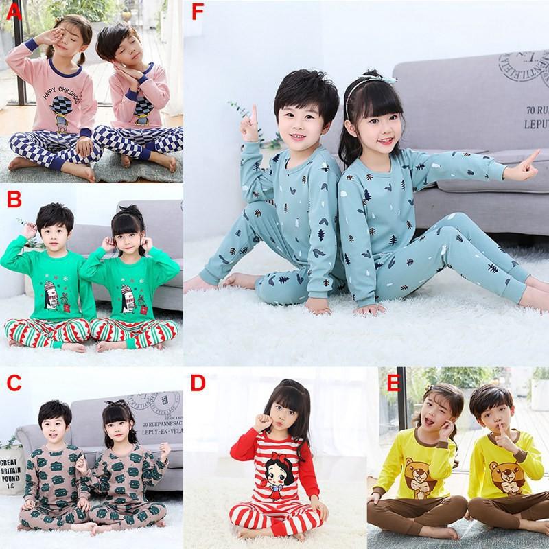 Bộ đồ ngủ dài in hoạt hình dễ thương cho bé