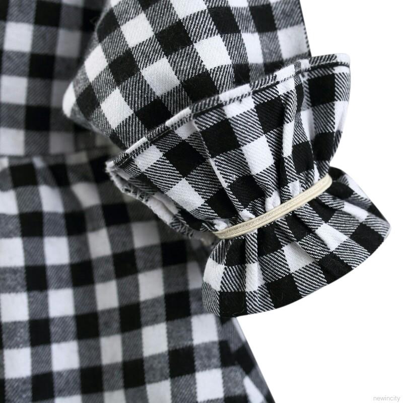 Đầm Xòe Dài Tay Họa Tiết Kẻ Ca Rô Cho Bé