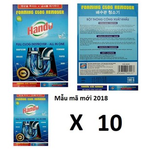 Bộ 10 gói bột thông cống Hando 100g