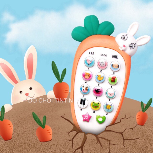 Tặng Pin + dây đeo] Đồ Chơi Điện Thoại Thông Minh Hình Thú Có Đèn Nhạc Cho Bé