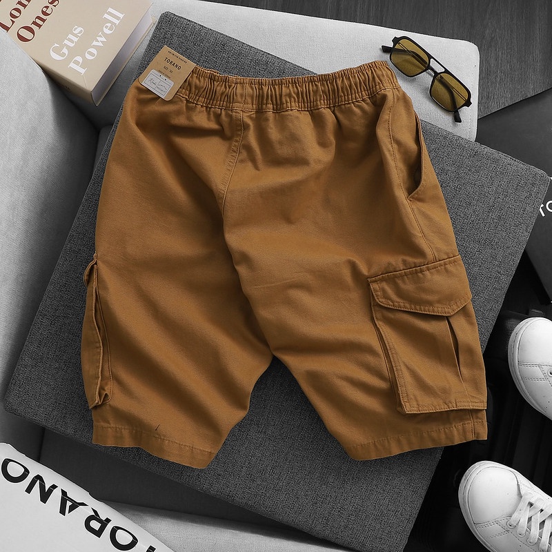 Quần short kaki nam TORANO túi hộp lưng chun BK079