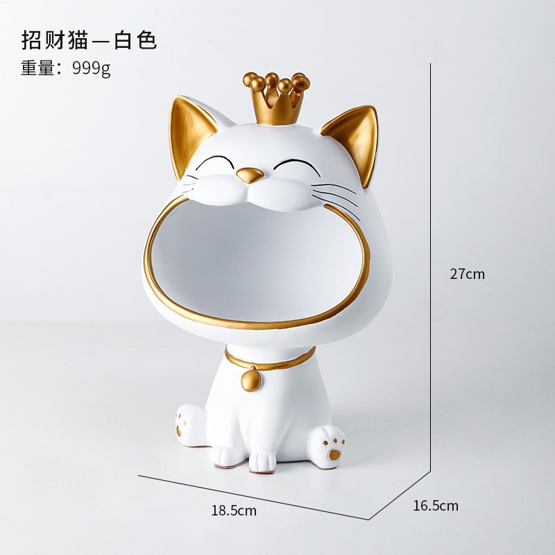 Tượng chó há miệng, mèo thần tài há miệng decor, để đồ, đựng bánh kẹo, chìa khóa siêu đáng yêu 💓