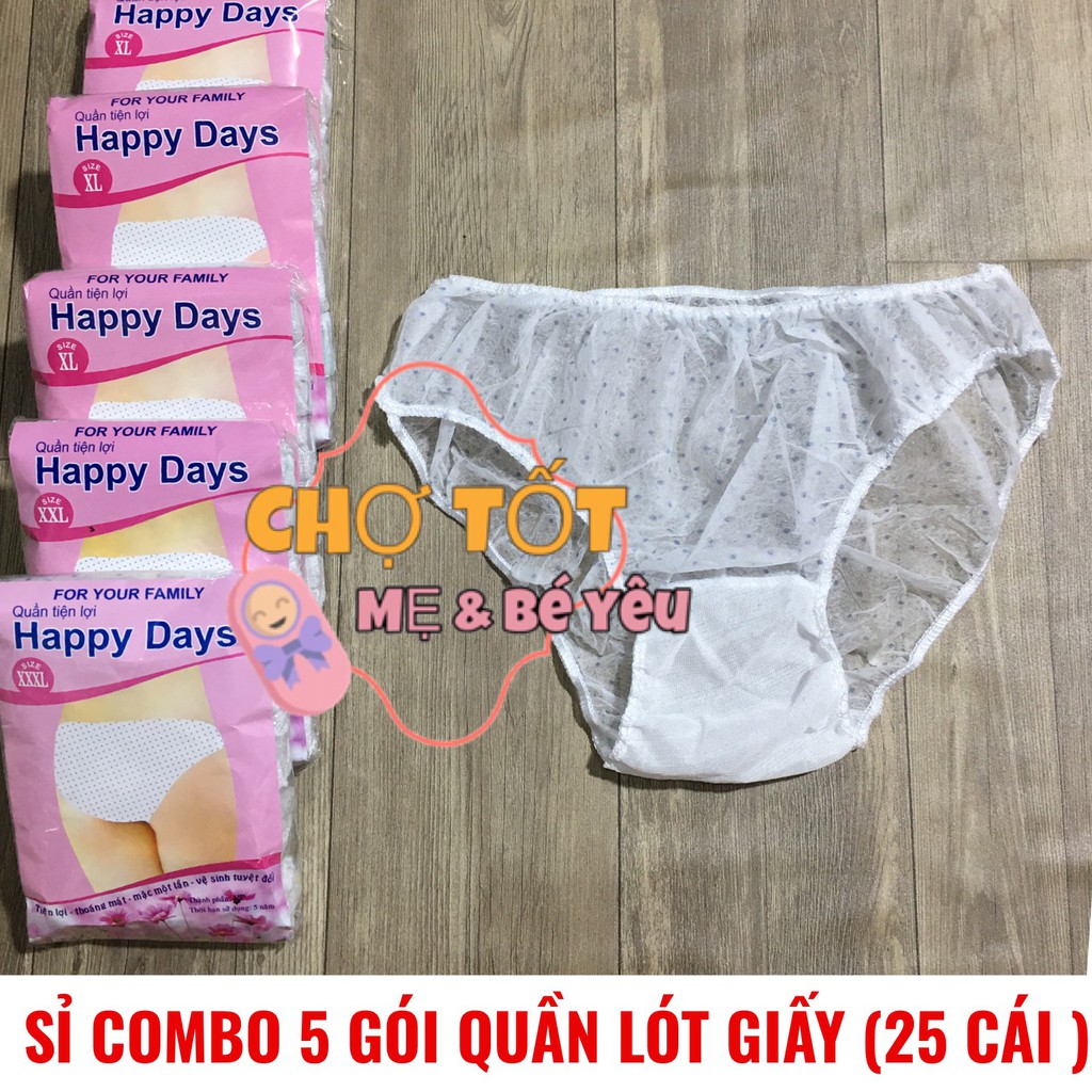 Combo 25 Chiếc Quần Lót Giấy Tiện Lợi Cho Mẹ Sau Sinh, Sinh Viên Học Quân Sự,Đi Du Lịch Quần lót Chấm Bi Happyday