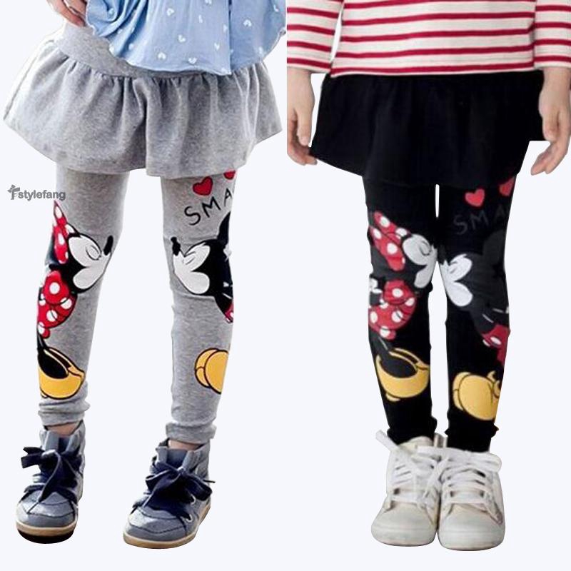 Quần legging dài in hình chuột Mickey Minnie dễ thương cho bé gái