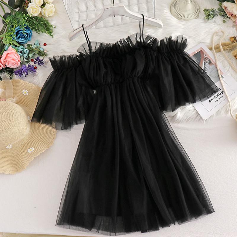 IELGY Váy dây phối lưới thời trang sang trọng cho nữ