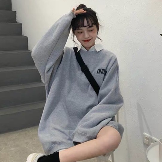 Áo sweater nữ form rộng dài vải nỉ in hình đẹp không xù lông hàng quảng châu BST ao thu đông unisex Ulzzang 2020
