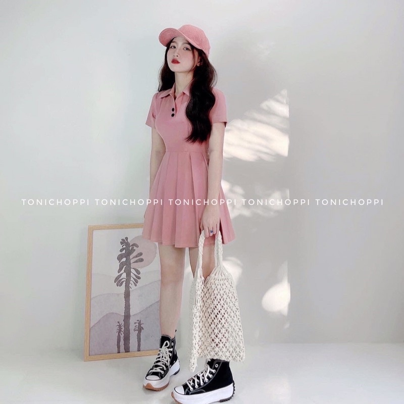 Váy Polo Đầm Polo Hồng Pastle Xếp Ly Chất Vải Dày Dặn Cực Đẹp (Ảnh thật ở cuối) | BigBuy360 - bigbuy360.vn