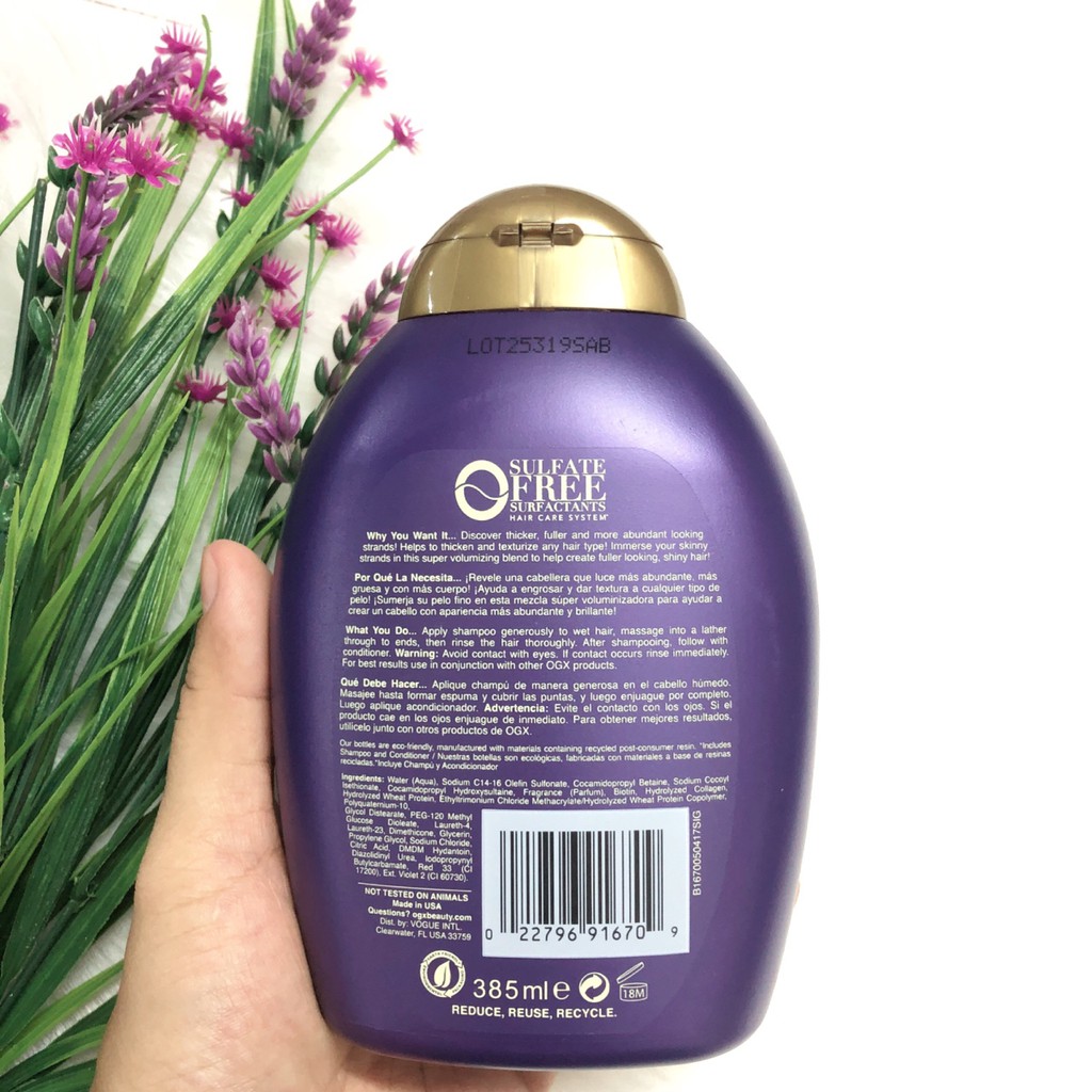 ❤️ [Date 2023] Dầu gội, Dầu xả mọc tóc giảm rụng OGX Biotin Collagen 385ml Mỹ, chuẩn xịn USA