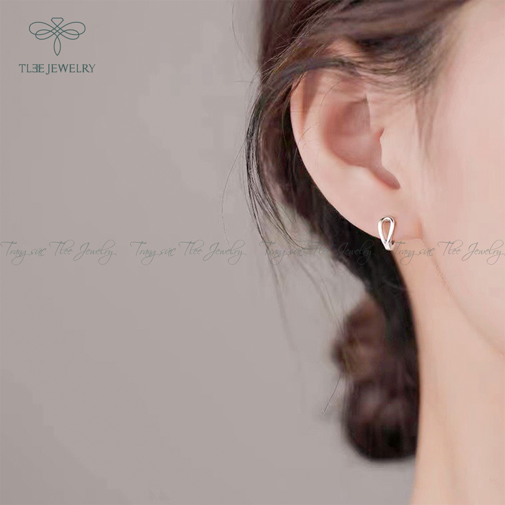 Khuyên tai bạc nữ TLEE chốt bấm hai tầng trơn lạ mắt NCJ B0158