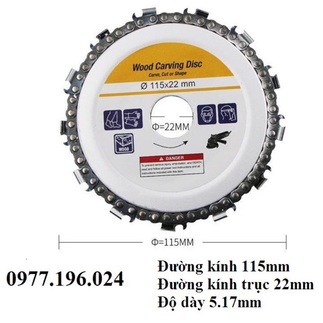 Đĩa lưỡi cưa xích tròn - Đĩa cưa phay phá gỗ 115mm