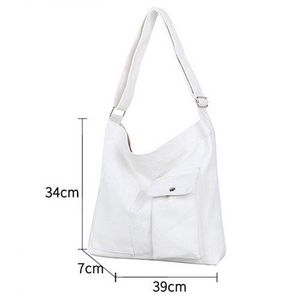Túi Tote Đeo Chéo, Đeo Vai Vải Canvas, Phong Cách Hàn Quốc, Có Túi Hộp, Có Khóa Kéo
