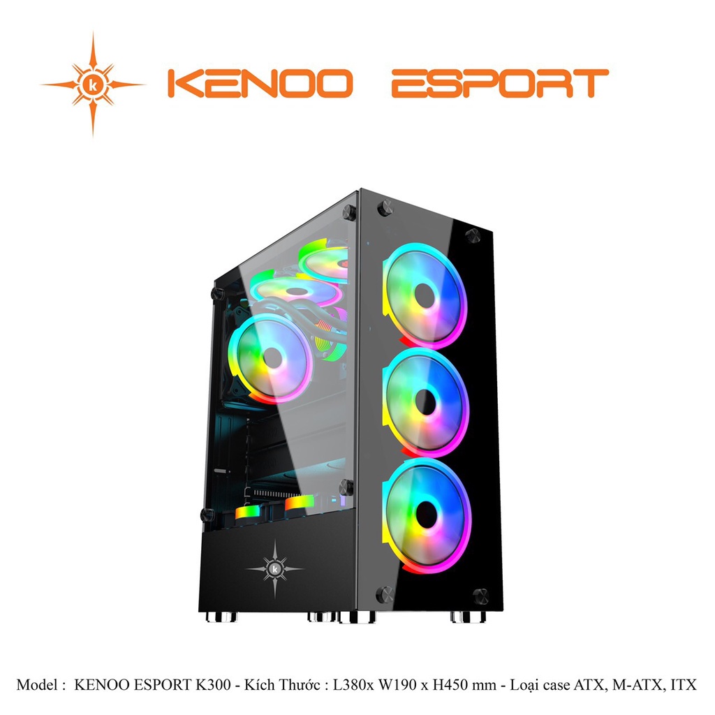 Vỏ máy vi tính KENOO ESPORT K300 - Mầu Đen - (Size ATX)