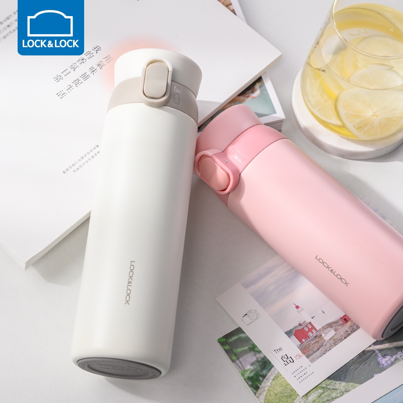 Bình giữ nhiệt Lock&amp;Lock Wannabe One Touch LHC3240WHT 450ml Inox316 - Trắng