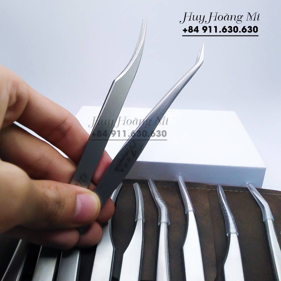 Nhíp Tách Heo - nhíp nối mi classic bạc _ dụng cụ nối mi_ Huy Hoàng