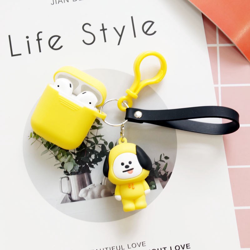 Cute Cartoon K-pop Portable BTS BT21 Keychain  Airpods 1/2 Case