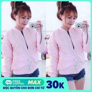 Áo Khoác Phao Nữ Bomber Trơn Cổ Tròn Không Nón Mùa Đông, Áo Khoác Nữ Phao 2 Lớp Duyên Dáng Chất Lượng Tốt