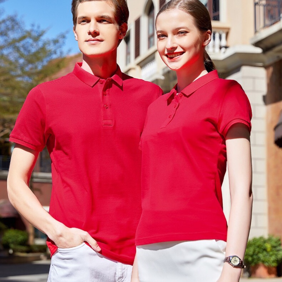 Áo Polo nam nữ chất vải Lascoste co giãn 4 chiều thoáng mát hút mồ hôi, lên form đẹp màu đỏ tươi