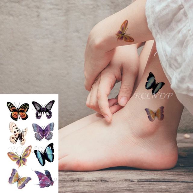 Hình xăm bướm j30. Xăm dán tatoo mini tạm thời, size &lt;10x6cm