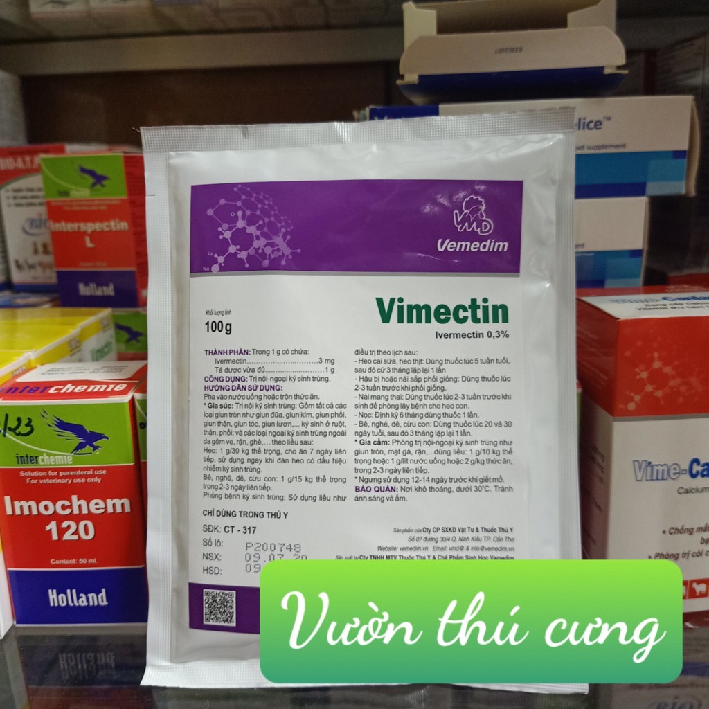 VIMECTIN 0.3% DẠNG BỘT 100GR - NỘI NGOẠI KÝ SINH TRÙNG CHO GIA SÚC, GIA CẦM