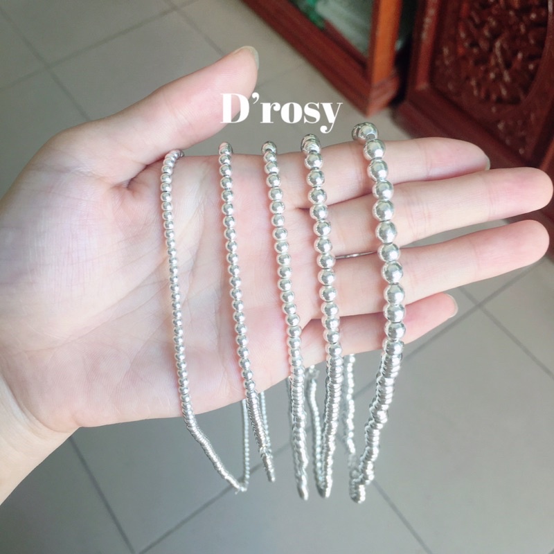 Dây chuyền bạc bi tròn trơn cho người lớn cỡ 3mm 4mm 5mm 6mm dài 47-55 cm chuẩn bạc ta có bảo hành