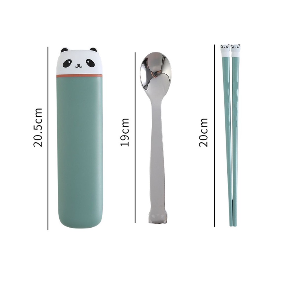Bộ muỗng đũa nĩa bằng silicon hình gấu trúc dễ thương