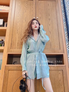 SET ÁO SƠMI CỘT EO QUẦN SHORT (KÈM HÌNH THẬT)