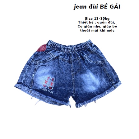 Quần jean đùi cho bé gái size 13-35kg