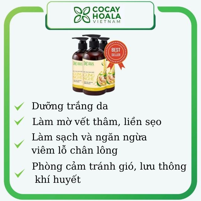 Sữa tắm thảo dược thiên nhiên gừng nghệ Cỏ Cây Hoa Lá. Dưỡng ẩm, trắng da, tránh gió 300g