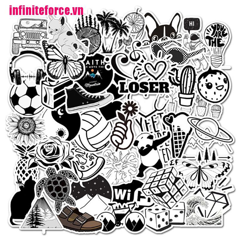 Set 50 Phụ Kiện Trang Trí Đa Năng Màu Trắng Đen Xinh Xắn