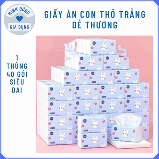 Giấy ăn  Khuyên Dùng  Giấy ăn con thỏ trắng dễ thương cực xinh 4 lớp siêu dai mềm mịn thùng 40 gói