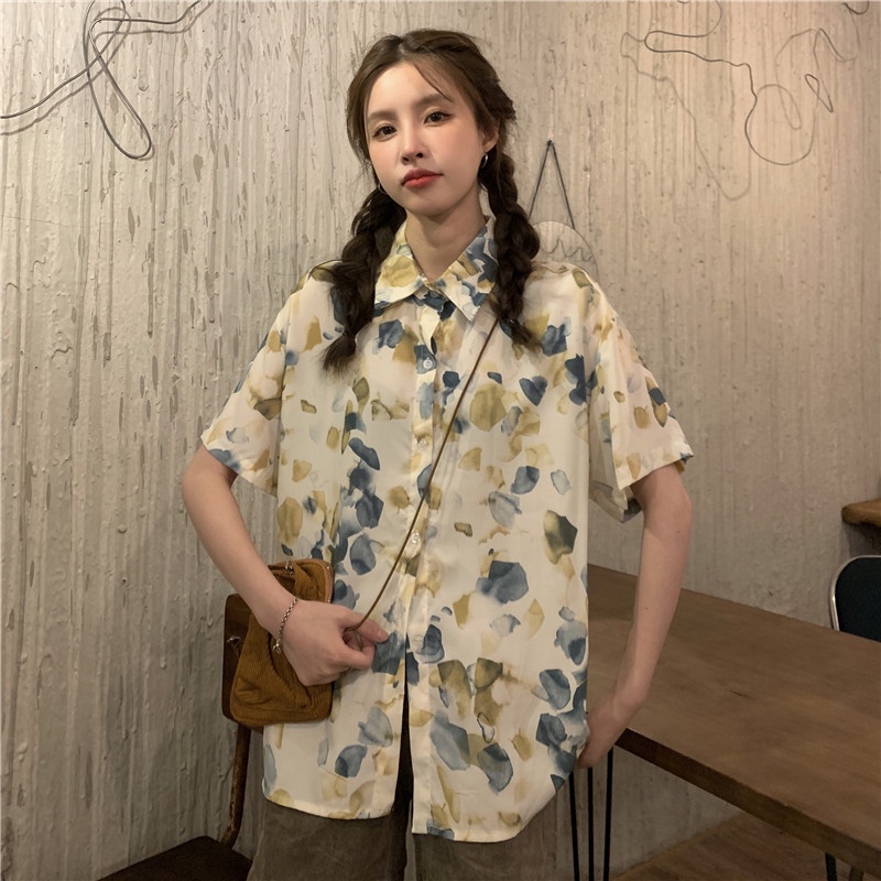 NRVP Áo Sơ Mi Dáng Rộng Thời Trang Hàn Quốc Cá Tính Cho Nữ