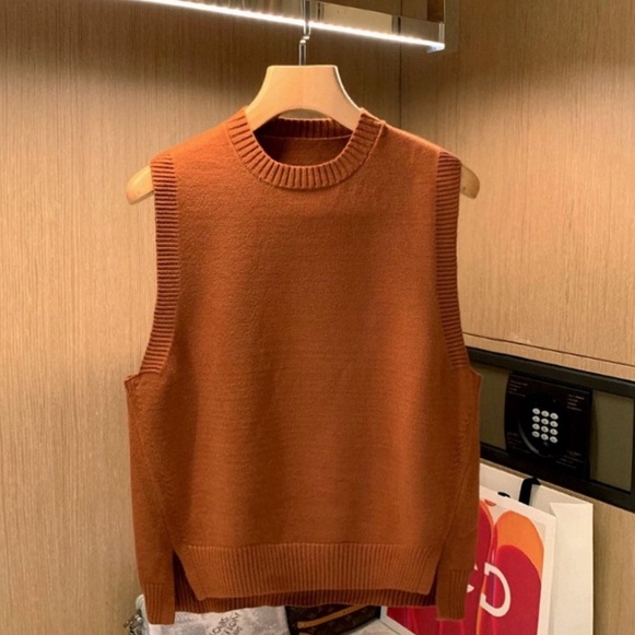 Áo Len Không Tay Cổ Tròn Màu Sắc Đơn Giản Phong Cách Âu Mỹ Cho Nam