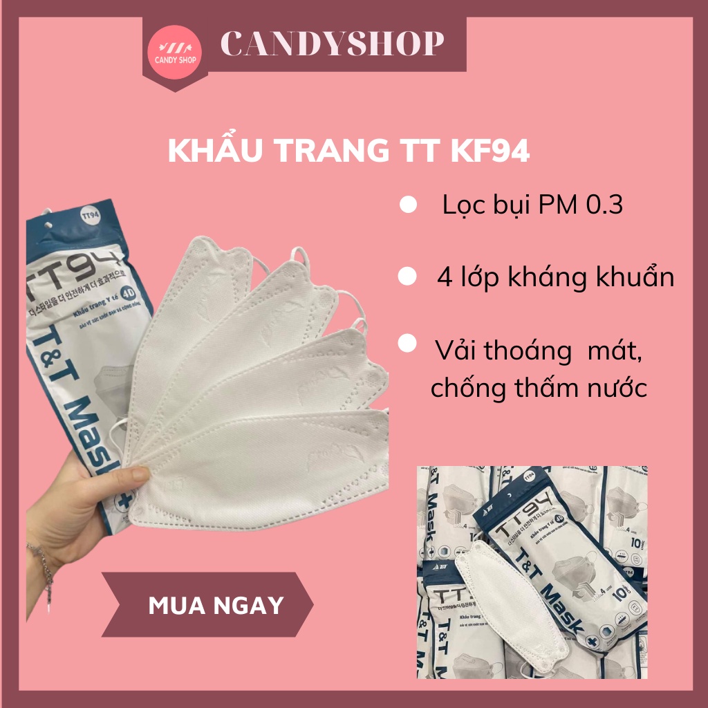 TÚI 10 KHẨU TRANG KF94, KHẨU TRANG KHÁNG KHUẨN, KHẨU TRANG TT, TT MASK, KHẨU TRANG 4D