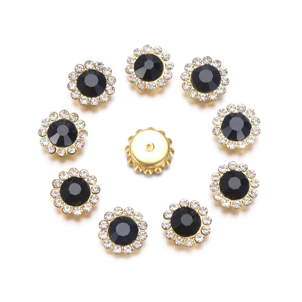 KUNHEV 10 Phụ Kiện Đá Thủy Tinh Thép Đá Rhinestone Hình Hoa Phụ Kiện Mũ Thủy Tinh