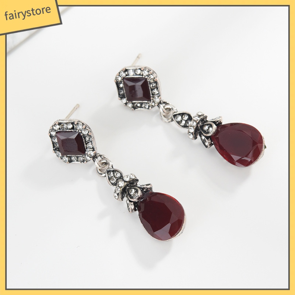 Khuyên tai dài đính đá phong cách cổ điển thanh lịch dành cho nữ