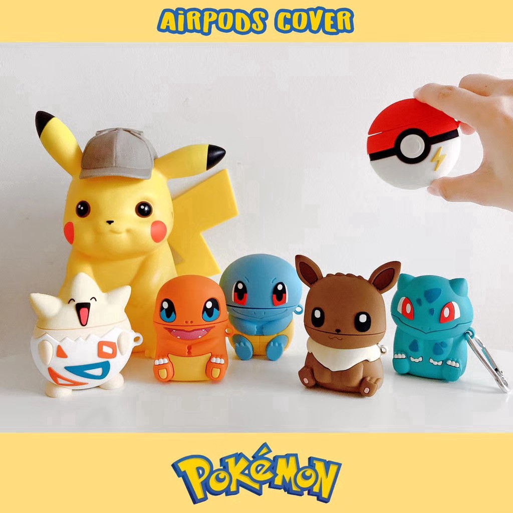 Vỏ bảo vệ họa tiết pikachu dành cho hộp sạc tai nghe không dây Apple