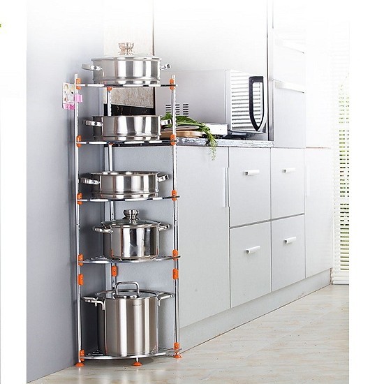 GIÁ ĐỂ XOONG NỒI NHÀ BẾP 5 TẦNG INOX GẤP GỌN TIỆN DỤNG CÓ THỂ BIẾN THÀNH KỆ 2 TẦNG VÀ 3 TẦNG THÔNG MINH