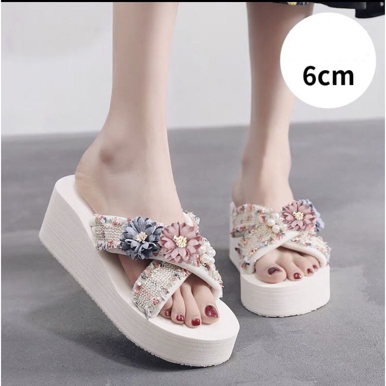 Dép đế xuồng nữ quai chéo đế cao chống trượt cao cấp