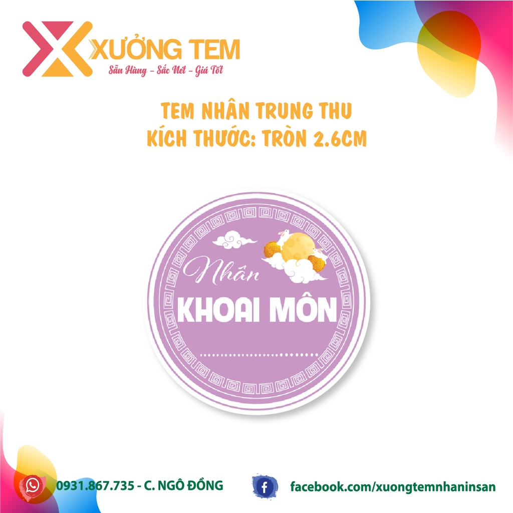 100 Tem Dán, Nhãn Dán Nhân Bánh Trung Thu-hình tròn 2022