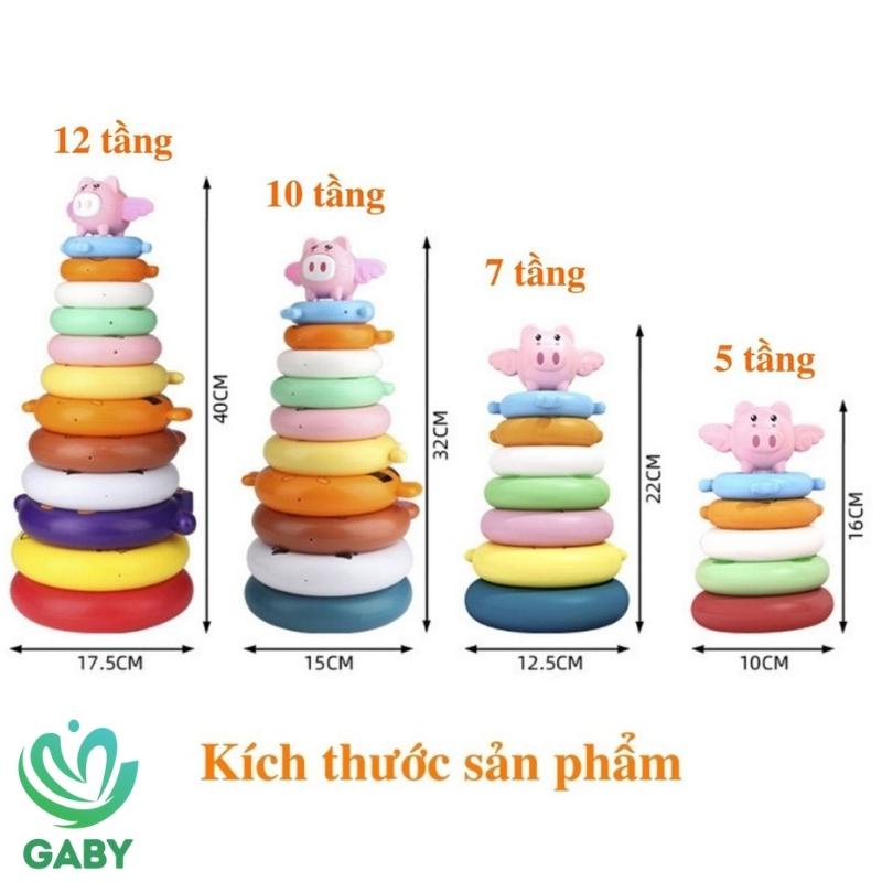 Tháp xếp chồng giúp bé nhận biết màu sắc kích thước GABY đồ chơi xếp vòng phát triển tư duy cho trẻ nhỏ