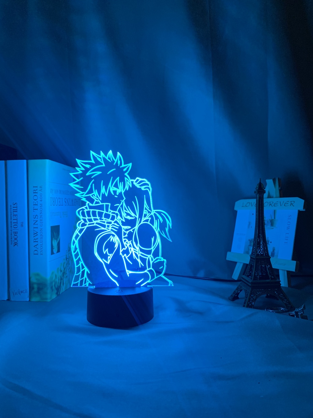 Anime Fairy Tail Natsu Dragneel and Erza Scarlet Hug Night Light Led Touch Sensor Nightlight for Child Room Decor Table 3d Lamp